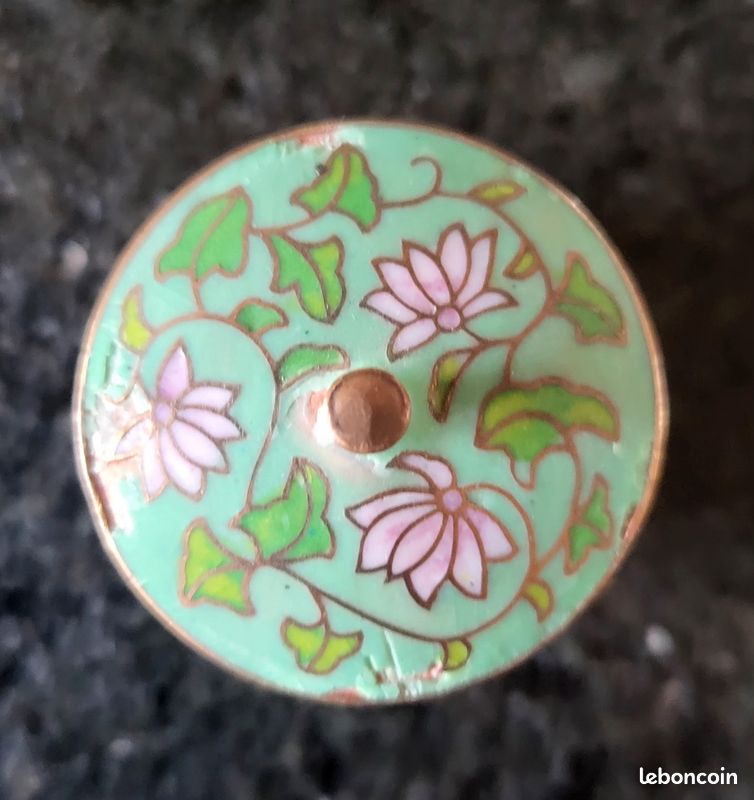 Boîte à Pilules Vintage Cloisonné Pendentif - Cachette Secrète - 19,8g