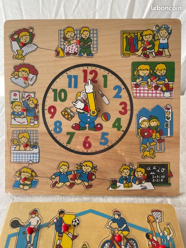 3 Tableaux éducatif en bois dès 4 ans apprentissage heure et autres (image 2)