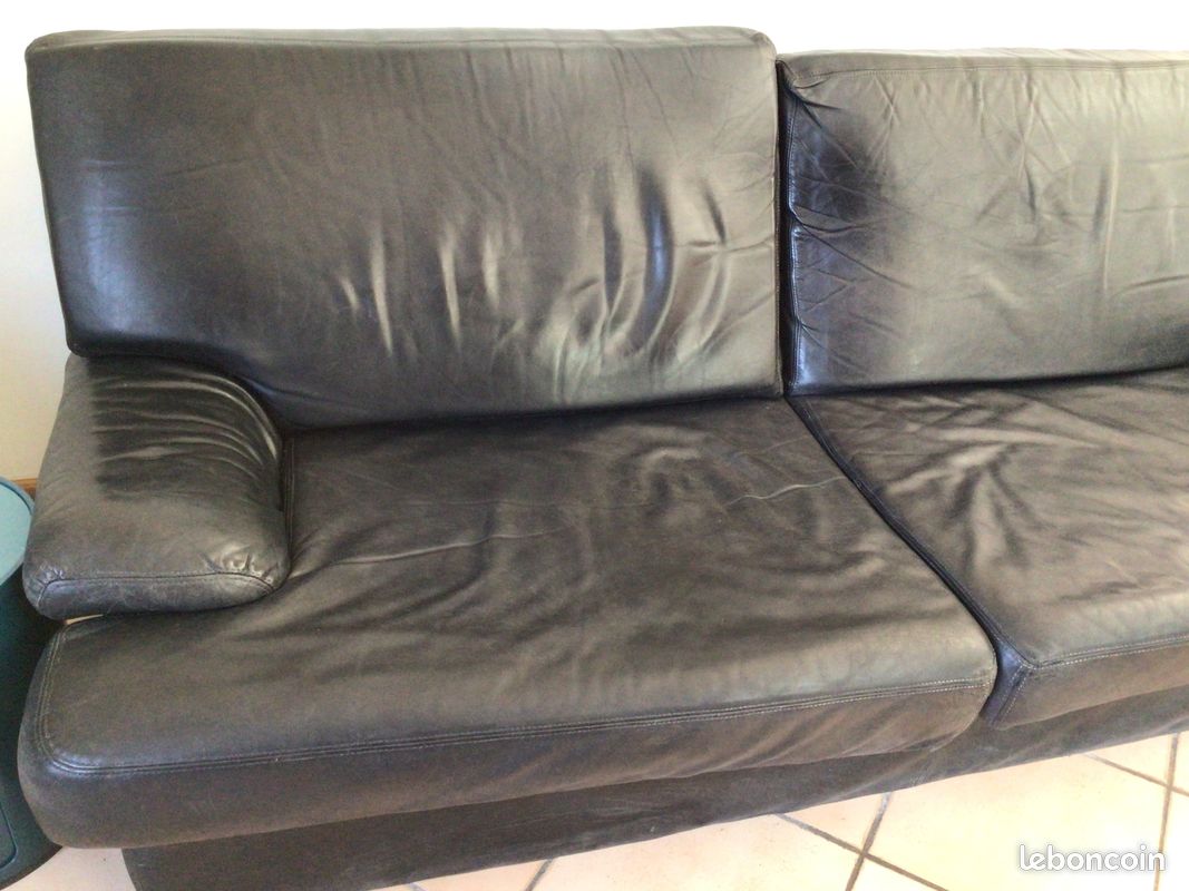 Canapé cuir noir (image 3)