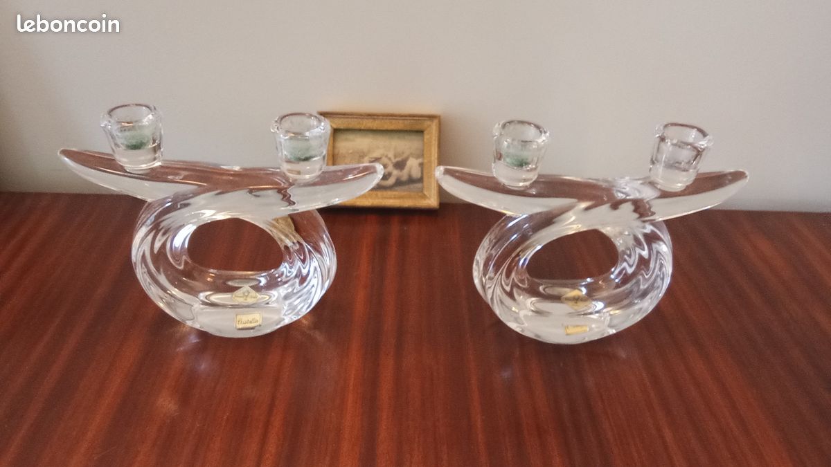 Paire de chandeliers .CRISTALLIN DE VANNES. VINTAGE (image 1)