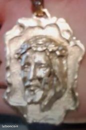TBelle Plaque Pendentif Tete De Christ TTor Massif 18K-70Grm (image 1)
