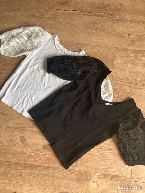 Lot tee-shirts manches dentelle (image 1)
