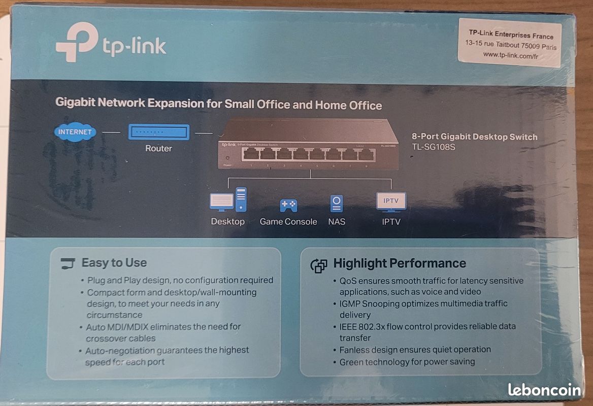 Switch TP-LINK 8 ports Gigabit TL-SG108S neuf sous blister (image 3)