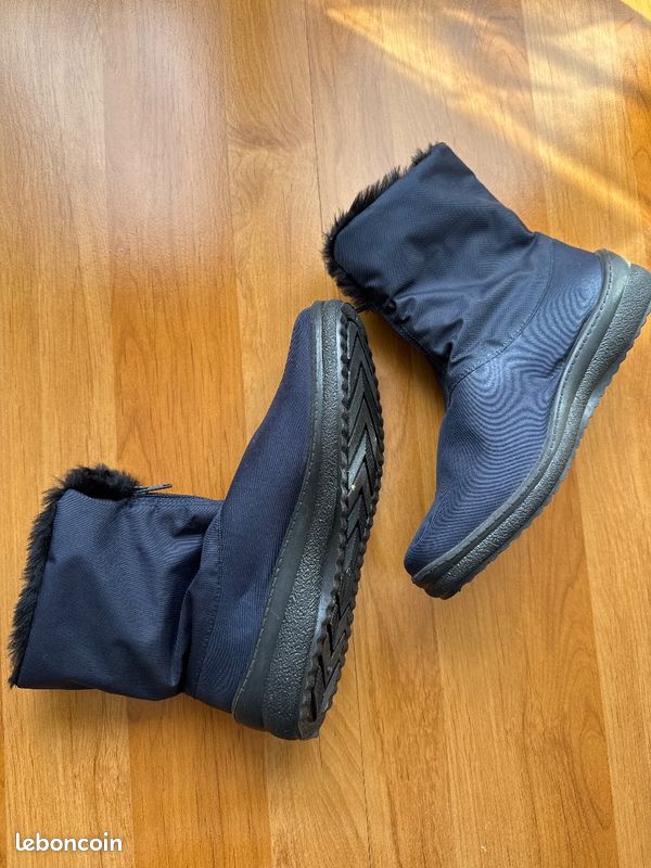 Bottes neige Sanitex fourrees femme bleu marine semelle antiderapante hiver chaud (image 8)