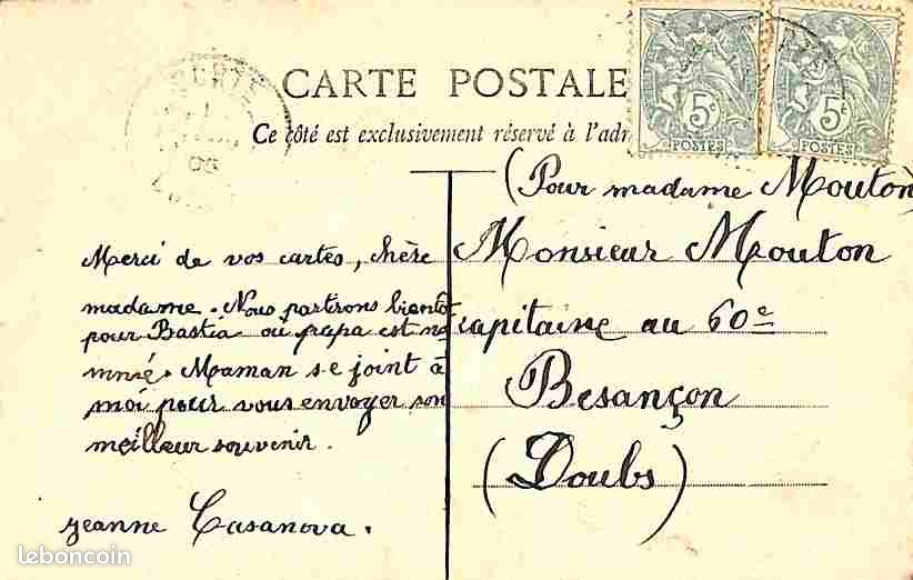 Tirage Vintage Stéréo D'Ajaccio - Corse - Août 1908 - Format 8,5x17 Cm - Original