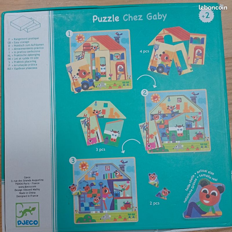 Puzzle Djeco chez GABY facile jeu de construction enfant 2ans ferme poules vaches en bon état et Complet (image 5)