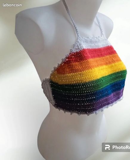 🌈 Crop top Rainbow – Fait au crochet 🌈 (image 3)