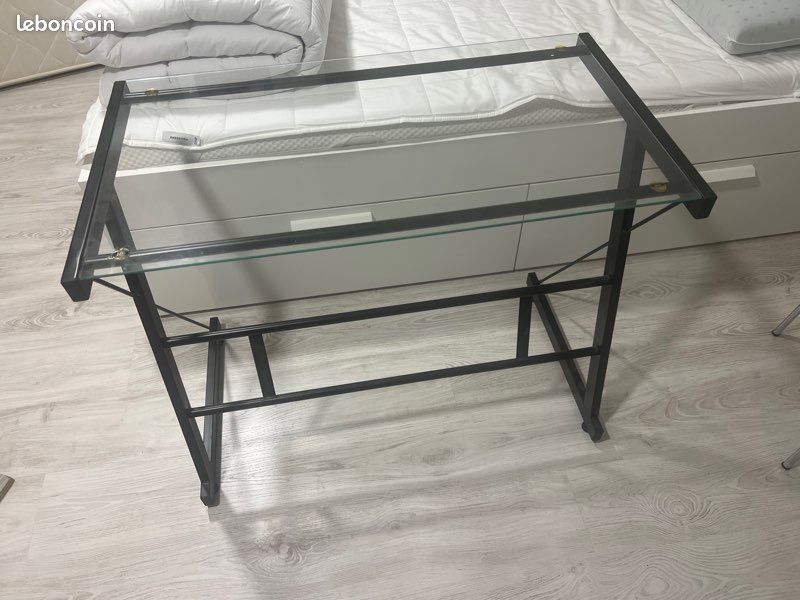 Petit bureau avec plateau verre (image 1)