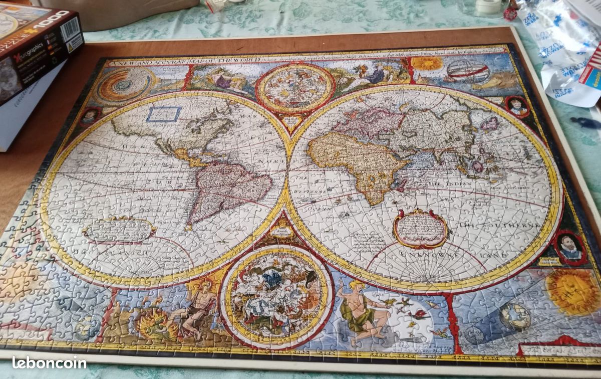 Puzzle 1000 pièces complet "Antique World Map" (image 2)