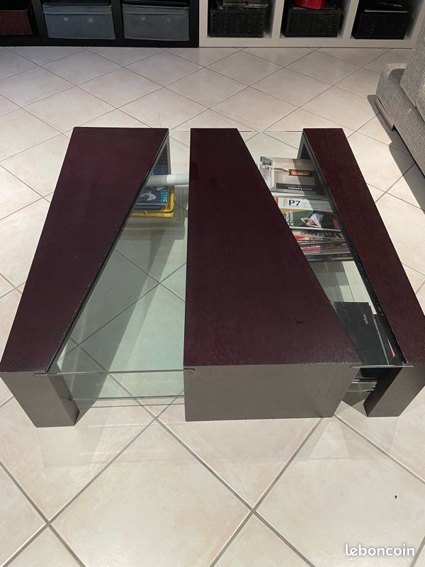 Table de salon carré Bois et verre (image 1)