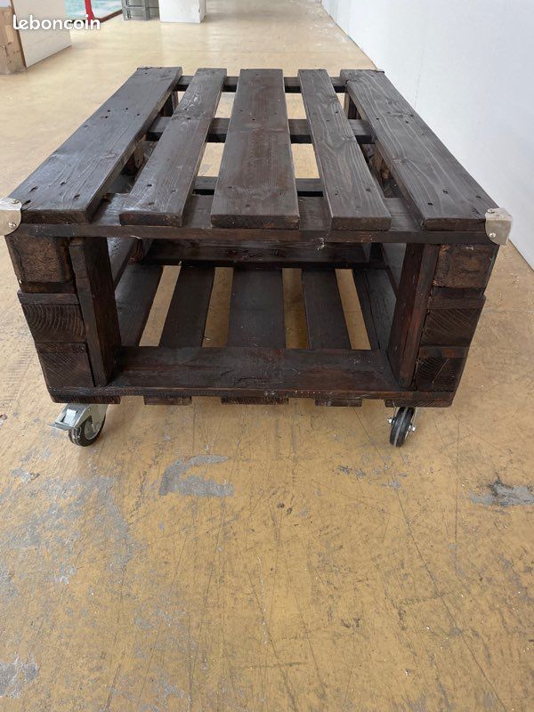 Table basse palettes bois 120x80x52cm (image 2)