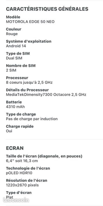 SmartPhone Motorola Edge 50 Neo 512 Neuf (image 12)