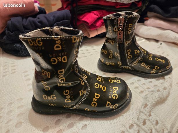 Bottes Vintage Dolce & Gabbana En Caoutchouc Et Cuir - Taille 39 EU - Style Rainboots Genou - Occasion