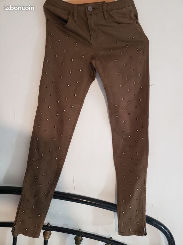 Pantalon Balmain Femme à Paillettes Or - Taille FR 38 / UK 10, Coupe Skinny, Occasion En Très Bon état