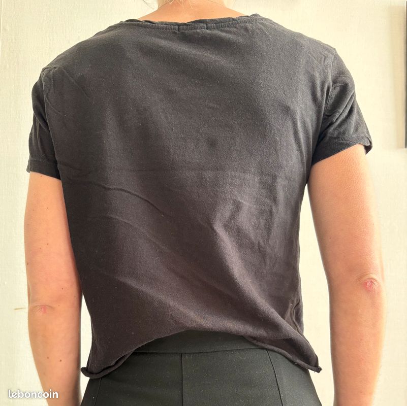 T-shirt Noir Jennyfer Taille 38 - Coton, Imprimé Cutter, Sans Manches, Occasion Très Bon état