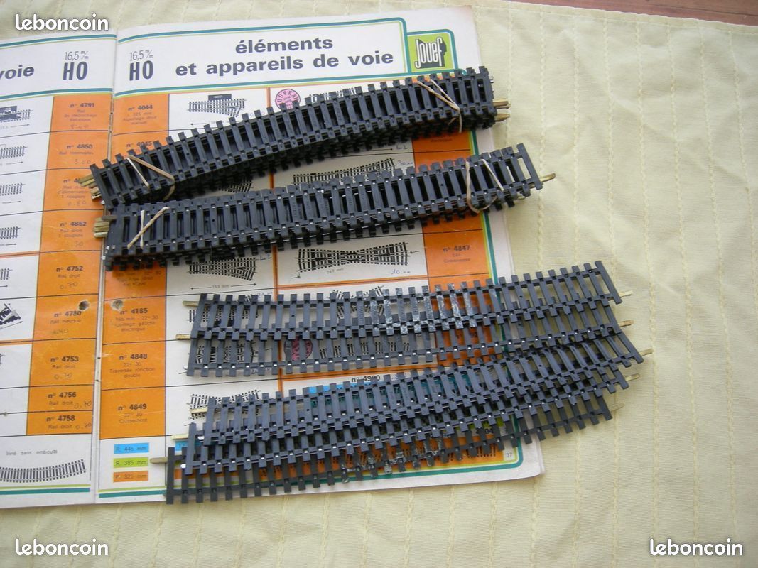 Rails Jouef HO – Lot 10 Rails Droits 475 (25cm) + 10 Courbes 920, Vintage