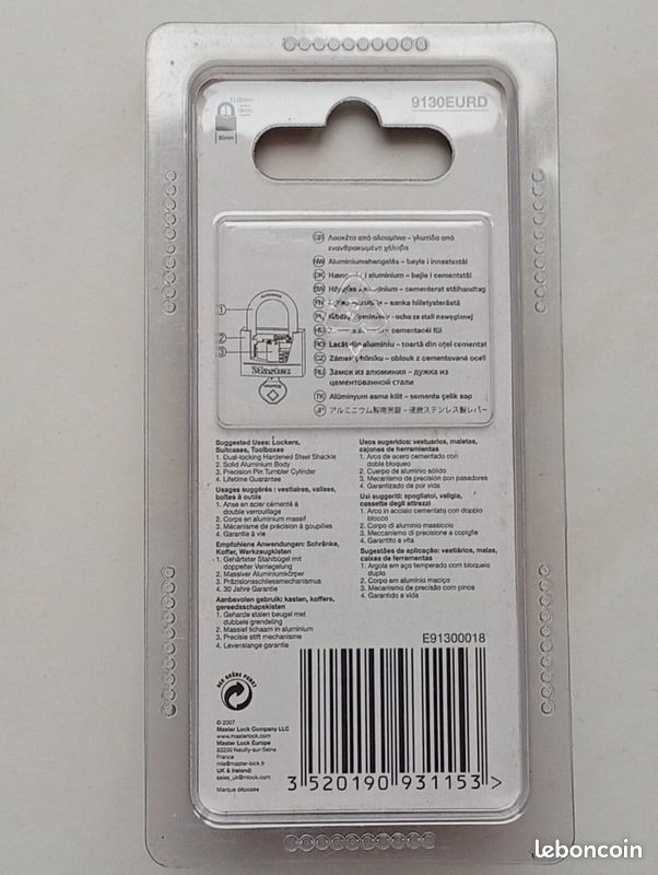 Master Lock 9130D – Cadenas à Clés (3520190931153) – Sécurité Niveau 4, Alu, Neuf
