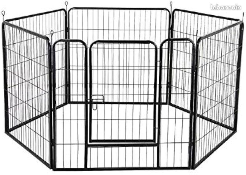 Parc/Enclos à Chiots avec 1 Porte et 8 Panneaux pour Chiens et Autres Animaux, Pliable (image 1)