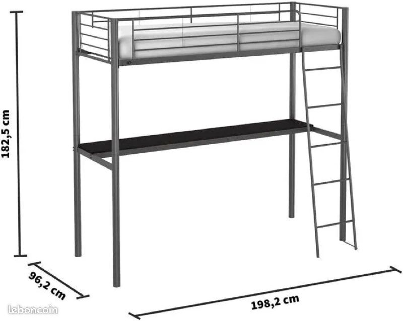 Lit mezzanine gris (image 3)