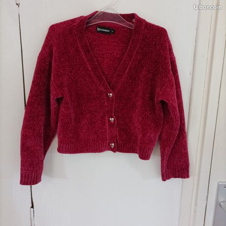 Gilet Bordeaux Pour Fille Taille 5 Ans - Manches Longues, Col Cache-cœur - Marque R, Occasion Très Bon état