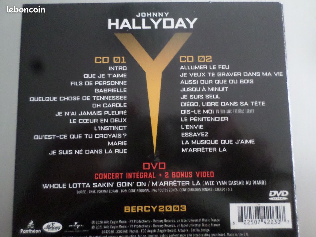Double CD + DVD Johnny HALLYDAY Bercy 2003 (image 2)