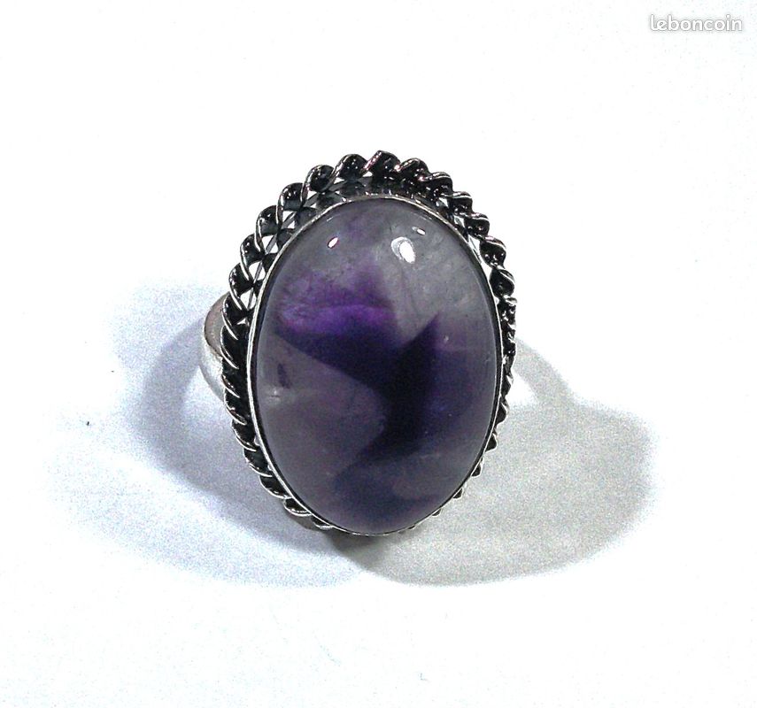 Bague améthyste plaqué argent 925 (image 1)