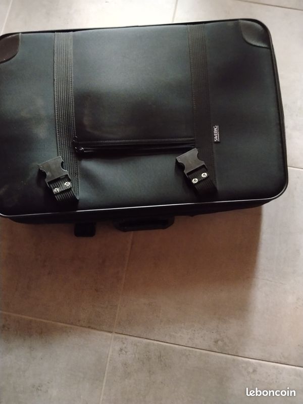 Valise noire souple avec deux lanières de fermeture plus fermeture éclair centrale (image 5)