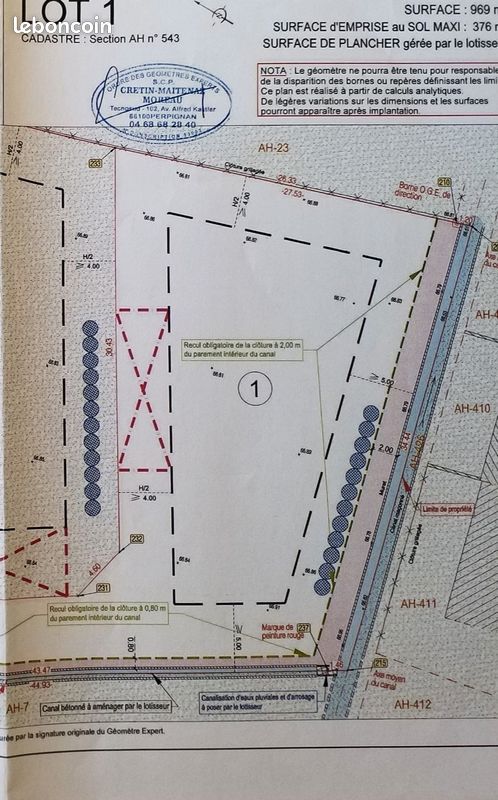 Terrain contructible viabilisé · à Pézilla-la-Rivière · 195 000 €