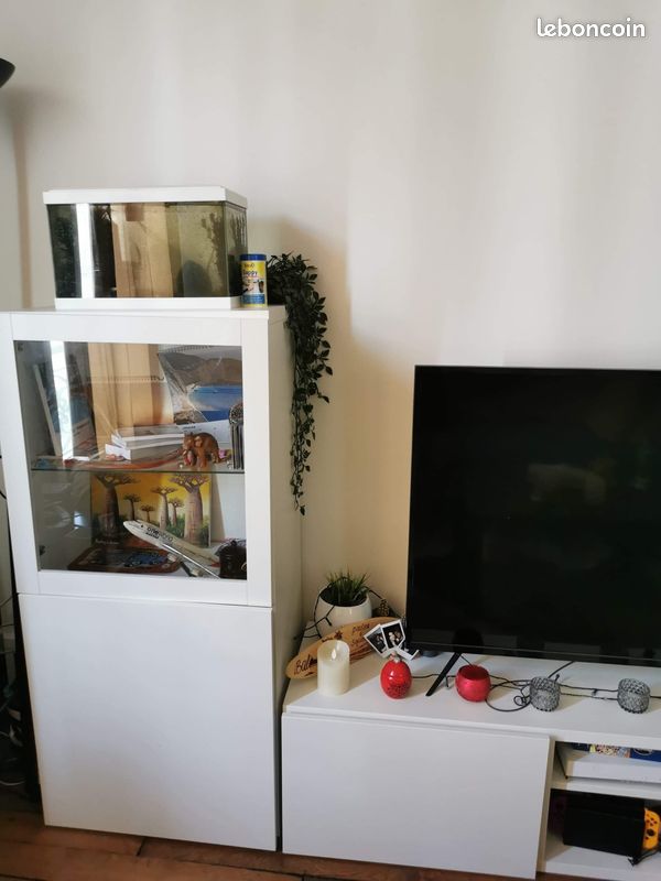 Rangement TV / vitrine blanc - Très bon état (image 2)