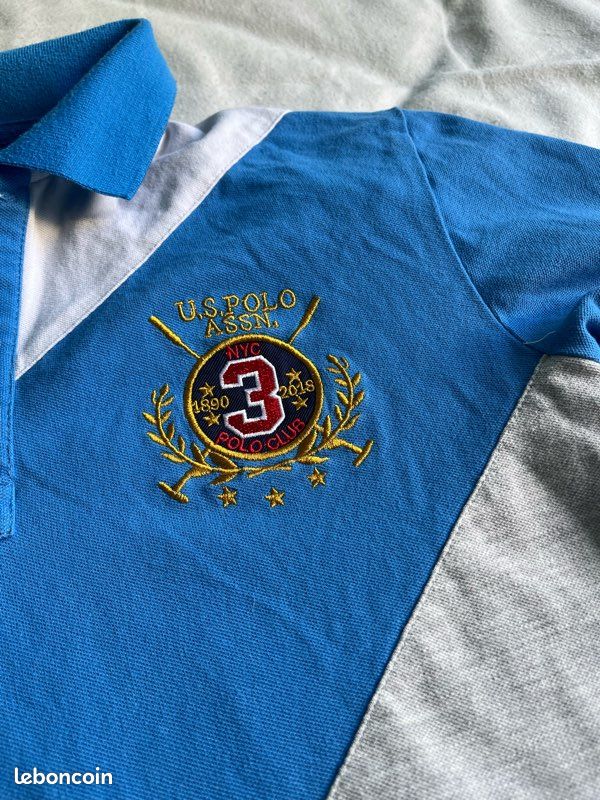 Polo US Polo Assn. Manches longues bleu blanc rouge (image 2)