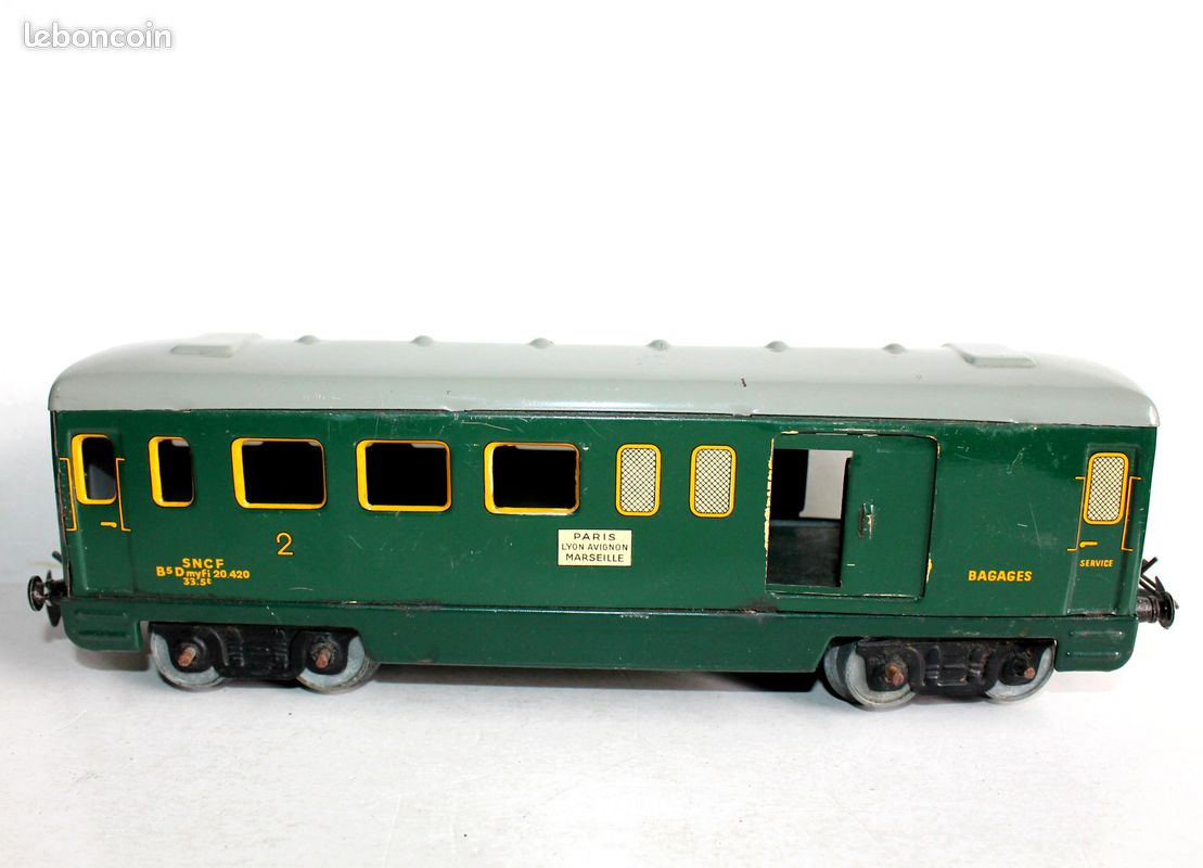 HORNBY O VOITURE VOYAGEUR 2e Cl MIXTE FOURGON WAGON BAGAGE PARIS MARSEILLE SNCF (image 2)
