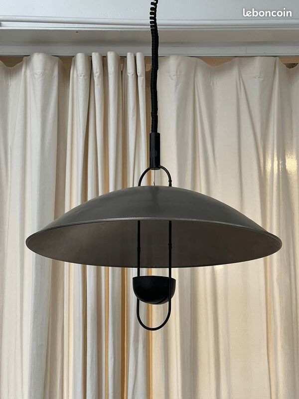 Grande Lampe Industrielle Japonaise à Dôme En Aluminium Et Verre Datant Des Ann%c3%a9es 1970