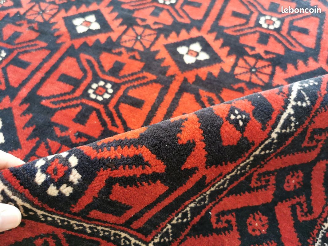 188×108cm TAPIS PERSAN FAIT MAIN LAINE TAPIS D'IRAN VINTAGE TAPIS D'ORIENT ANCIEN (image 5)