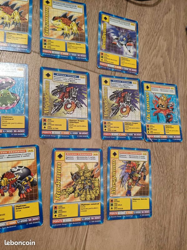 Lot de 16 cartes Digimon jaune Cartes en français De état moyen à très bon état (image 3)