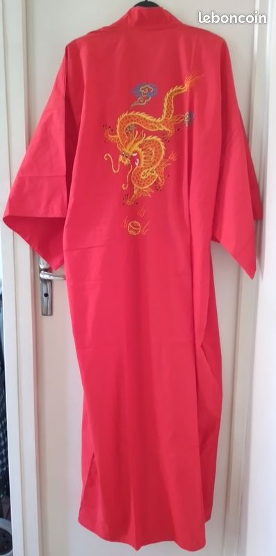 Kimono japonais coton rouge L (image 5)