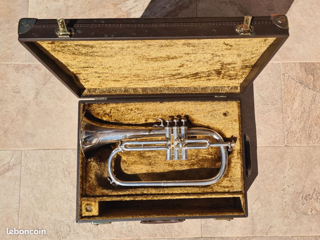 Bugle/Flugelhorn Selmer argenté en Sib des années 1960-1970 (image 12)