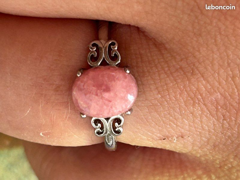 Bague en Rhodochrosite – Acier Inoxydable & Taille Réglable (image 2)