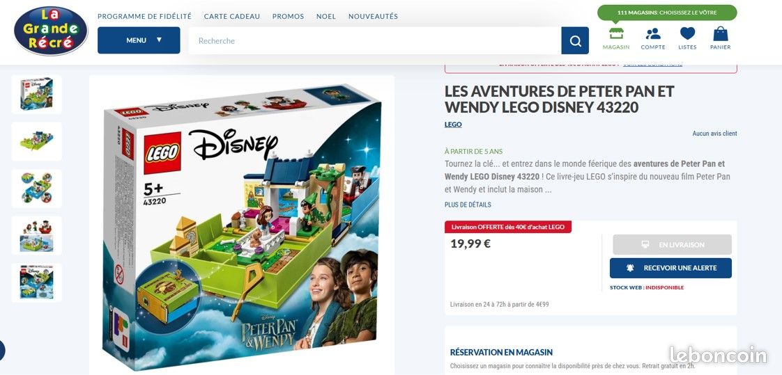 Spécial Cadeau à offrir : scellé LEGO Disney 43220 Les Aventures de Peter Pan, Wendy Livre de Contes, dès 5 ans (image 9)