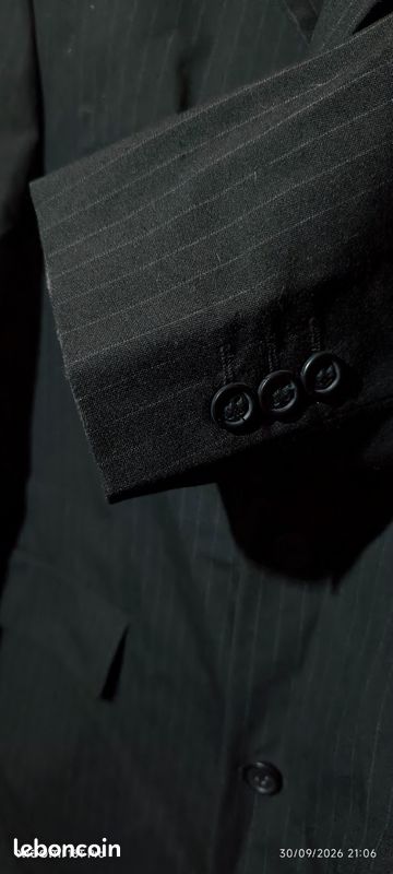 Veste costume homme T52 gris foncé petite rayure (image 4)