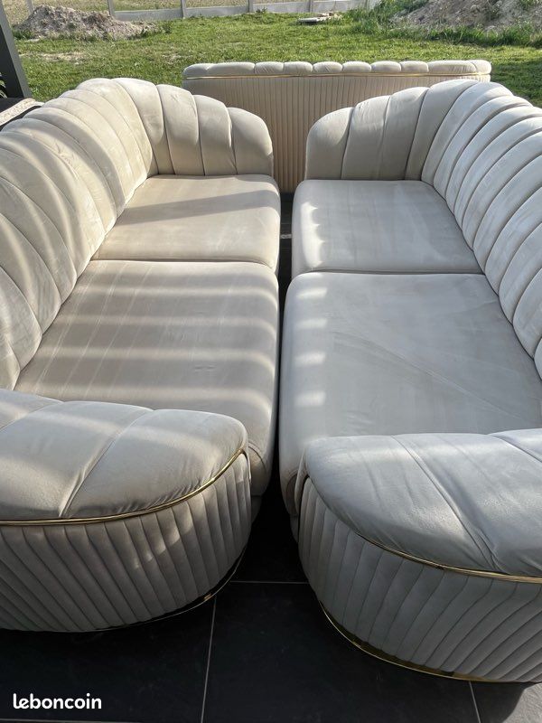 Canape beige velour (image 10)