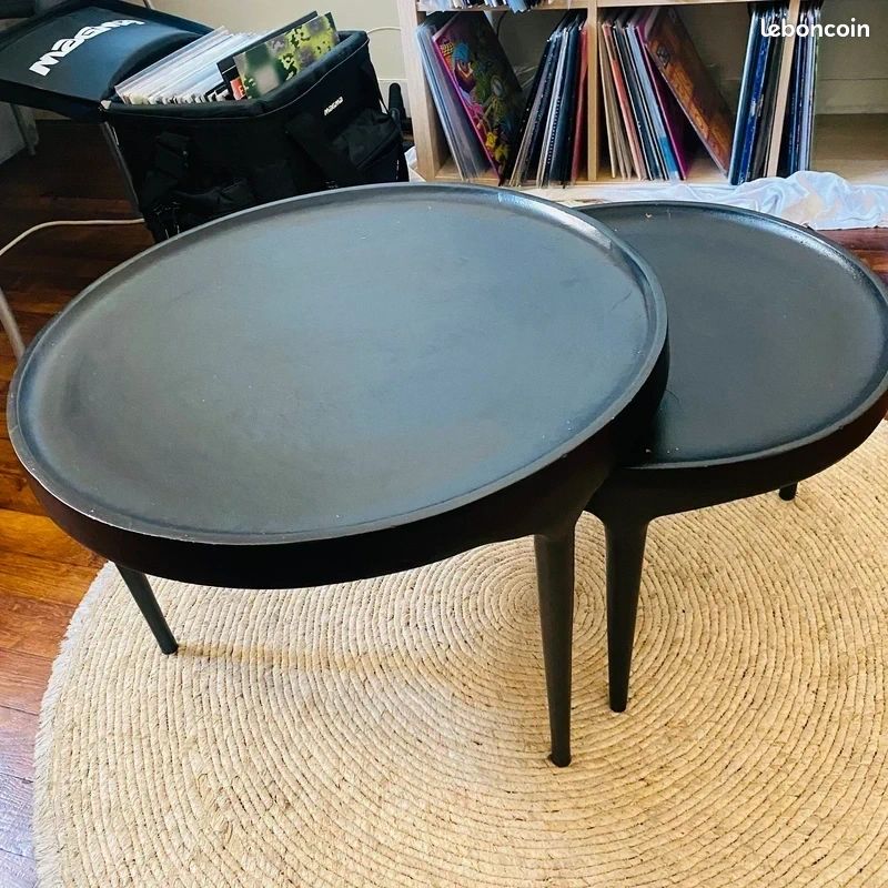 Lot 2 tables basses gigognes noir deco tendance Maisons Serks (image 3)
