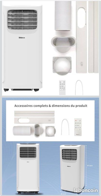 Climatiseur Mobile 9000 BTU 2,6 kW-VEVOR-Climatiseur Portable 3 en 1-Panneau Tactile LED-Télécommande-Minuterie 24 h - Bricolage