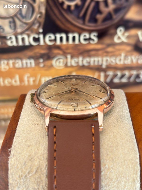 Montre Vintage ANJAX Mécanique - Mouvement Cupillard 233 - Années 60 - Boîtier Acier, Cadran Doré