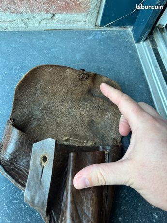 Étui Holster Cuir Pour Pistolet 7,65 Mm - FFI Maquis Résistance France 1944 - Original