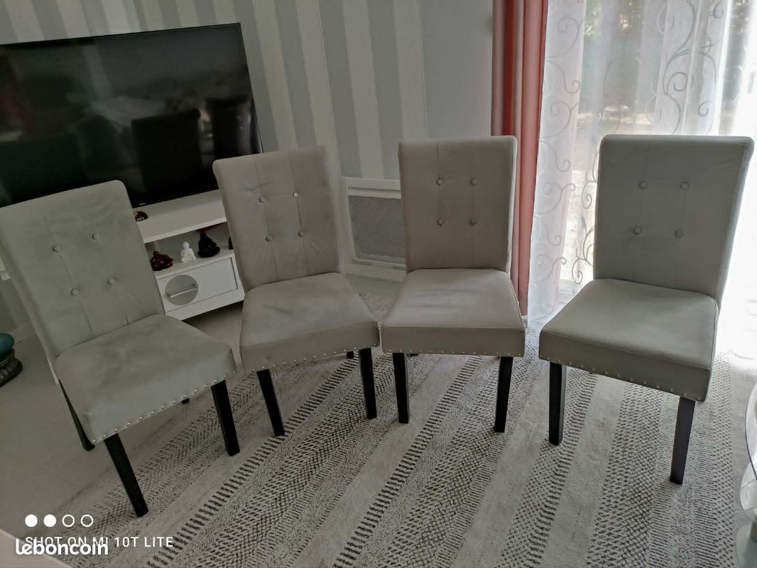 Chaises velours gris (image 2)