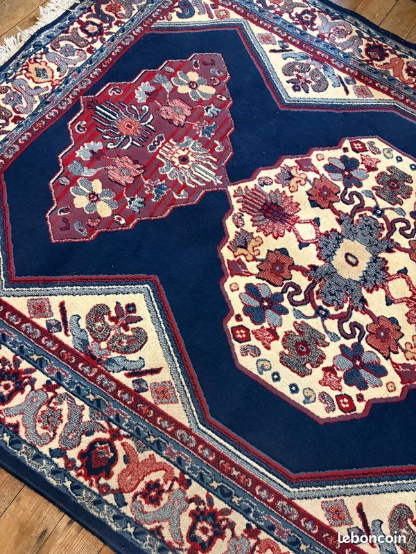 Grand tapis bleu rouge et blanc (image 4)