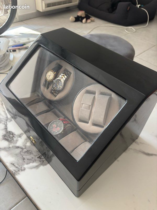 Boîtier De Remontage Automatique Pour Montres - 4 Remontoirs + 6 Emplacements En Cuir Carbone, Design élégant