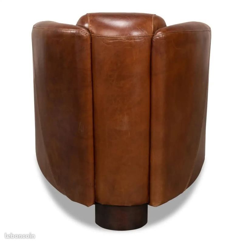 Fauteuil Club Cuir Marron Vintage Neuf STOCK Stanfield (image 4)