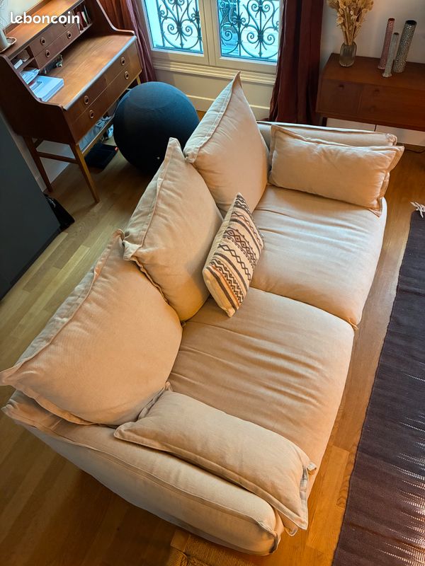 Canapé Lin Odilon 3 Places – 210 Cm – Beige – Paris Prix (Neuf)