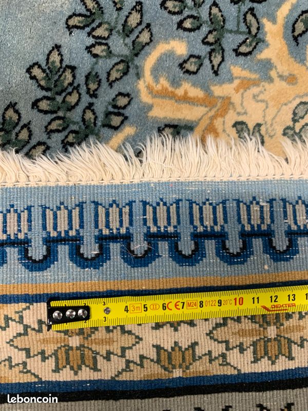 Tapis Persan Bidjar 90x69 Cm Noué Main | Laine Et Coton Bleu Motif Oriental Fin Neuf